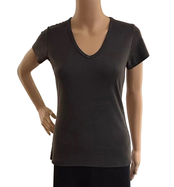 Solid Short sleeves V neck - Onyx