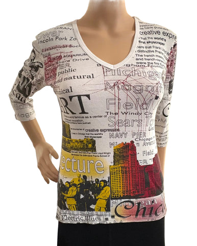 Chicago Architecture V-neck- White