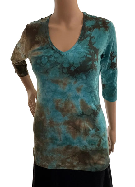 Carrera wash V neck - Brown/Teal