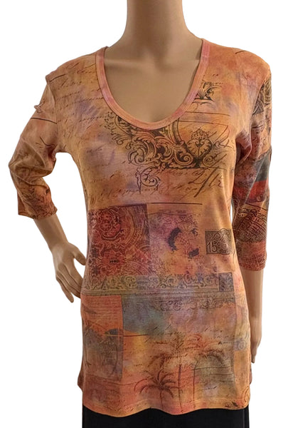 Venetian Voyage V neck - Gold combo