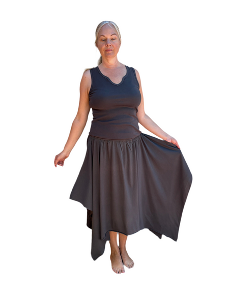 Skirt Mid Length Butterfly - Garment Dye Solid - Graphite