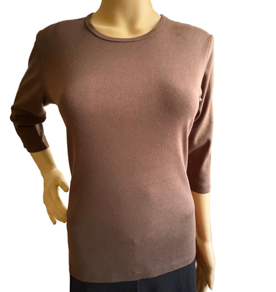 Solid Crew-Neck Top - Coffee Bean