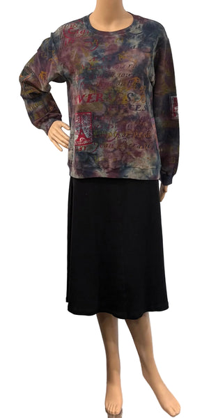 Sweatshirt - Paris Patchwork - Blue/Berry combo