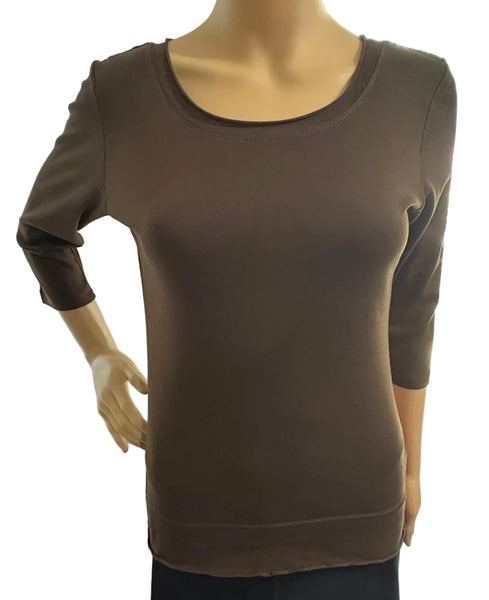 Solid Roll up Round-Neck Top - Clove