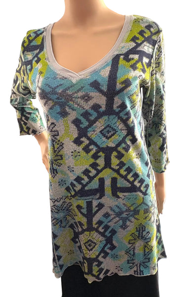 Nomadic Rug V-neck Tunic - Blue Combo