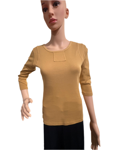 Textured Details Solid Top - Curry