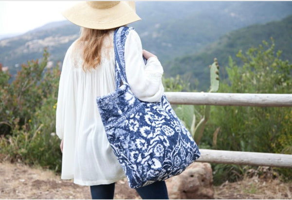 Fresco Towels - Bohemian Damask Royal Blue - large Tote Bag