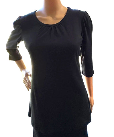 Solid - Round Contraction Neck Top - Black