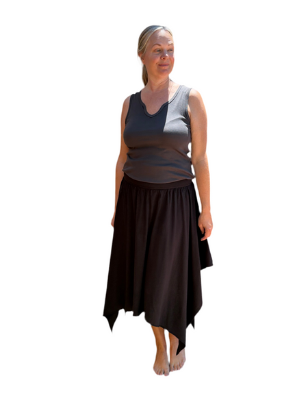 Skirt Mid Length Butterfly - Garment Dye Solid - Black