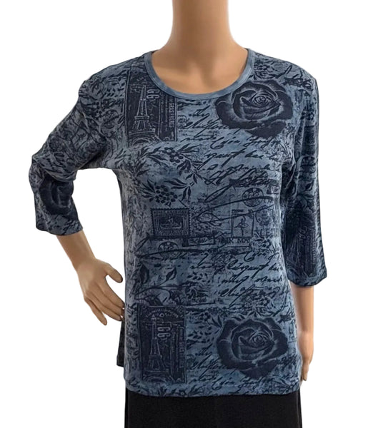 Paris Rose Crew Neck - Indigo/Navy