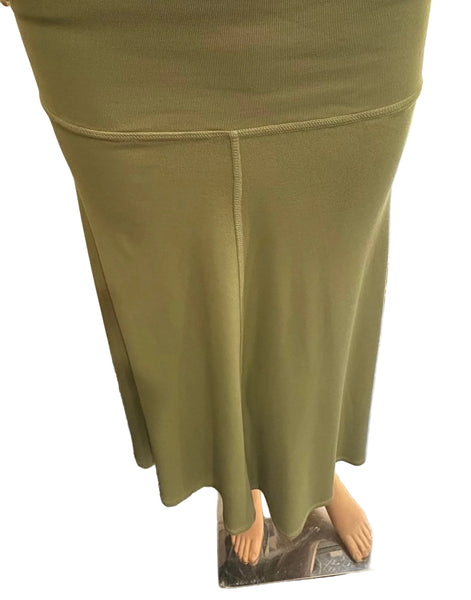 Mid Length Skirt - Solid Garment Dye - Celedon