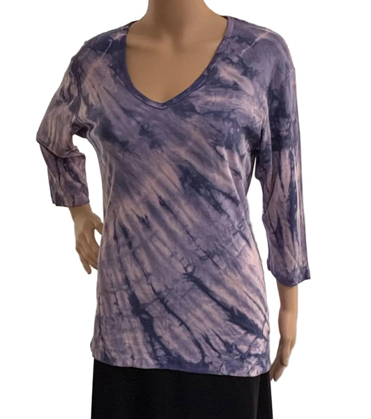 Diagonal Wash V Neck - Purple/Taupe