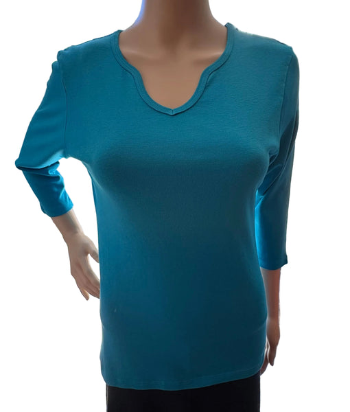 Solid Keyhole neck Top - Sea