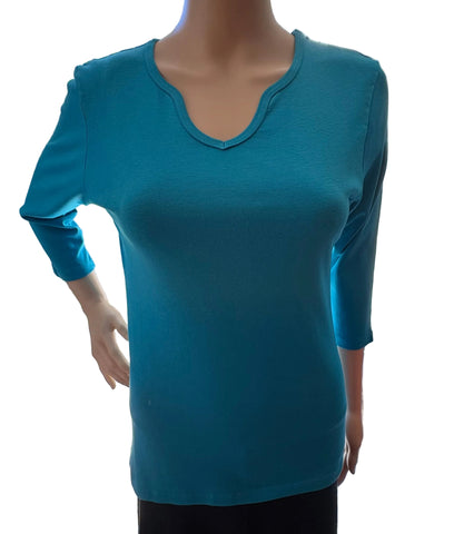 Solid Keyhole neck Top - Sea