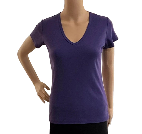 Solid Short sleeves V neck - Pansy Purple
