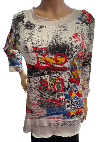 Silk Road Layered hem top - White