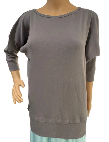 Solid Dolman boat neck top - Htr Grey