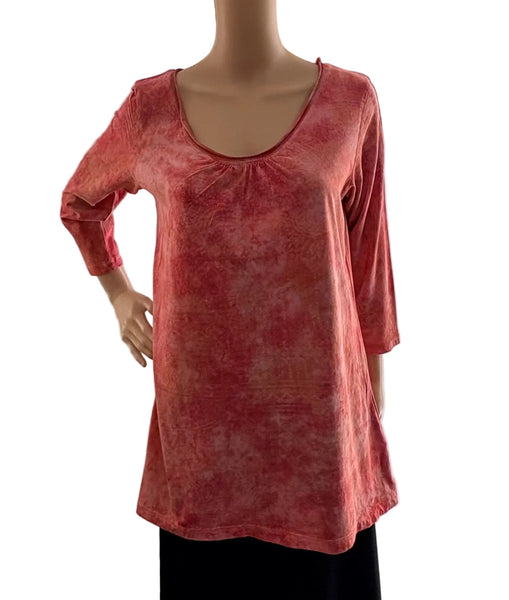 Topanga Ruffles Scoop neck Tunic - Peach combo