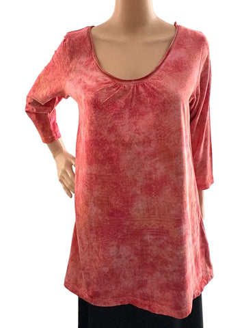 Topanga Ruffles Scoop neck Tunic - Peach combo