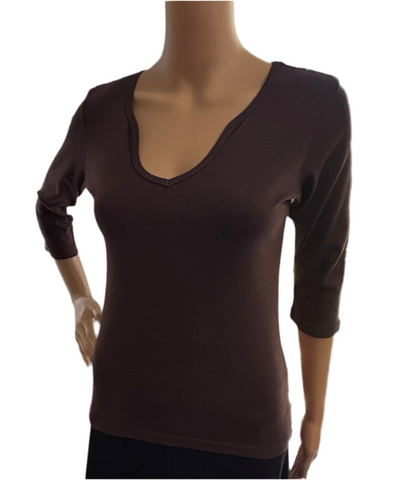 Solid Keyhole neck Top - Coffee Brown