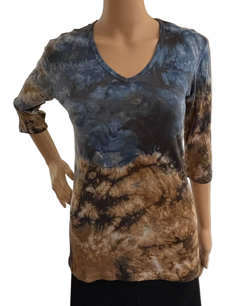 Carrera wash V neck - Indigo/Brown