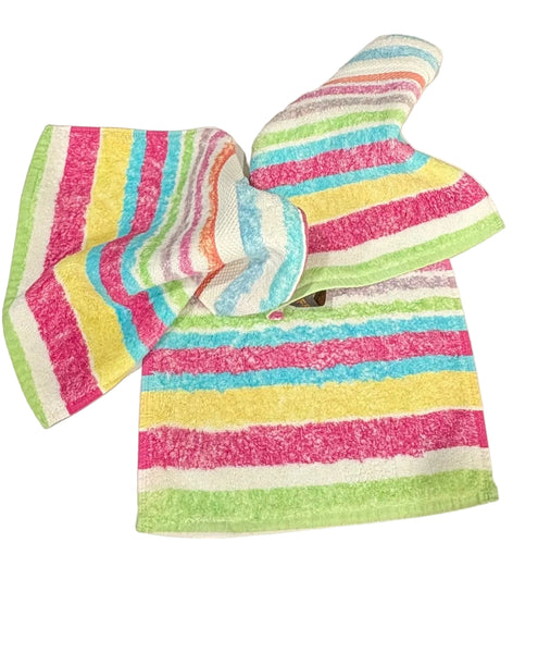 Fresco Towels- Napa Stripes Multi White - Washcloth