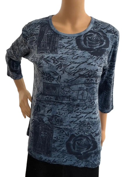 Paris Rose Crew Neck - Indigo/Navy