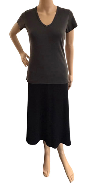 Solid Short sleeves V neck - Onyx