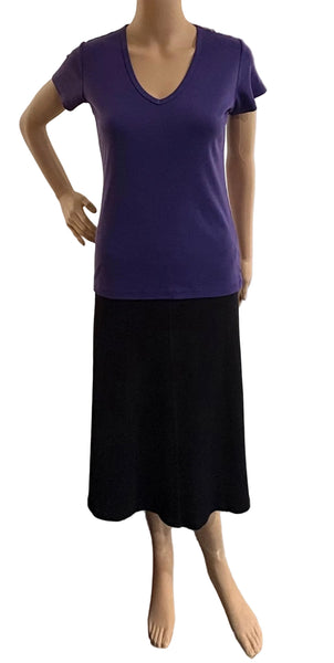Solid Short sleeves V neck - Pansy Purple