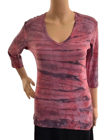 Horizon Wash V Neck - Wine/Graphite