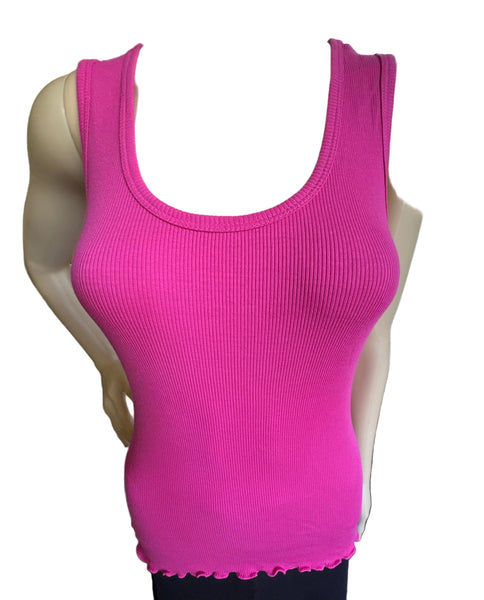 Solid Ribbed Tank - Fuschia