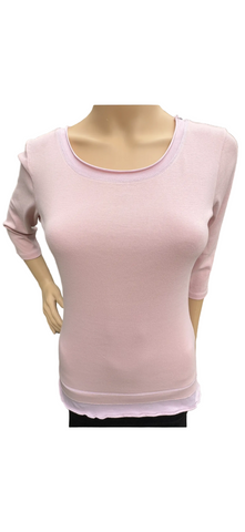 Solid Roll up Round-Neck Top - Mantra Rose