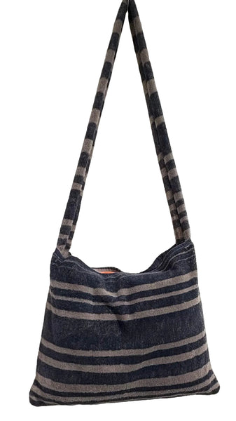 Fresco Towels - Napa Stripes Navy/Taupe - Messenger Bag