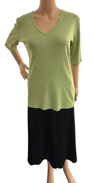 Solid Elbow Sleeves V neck - Lawn