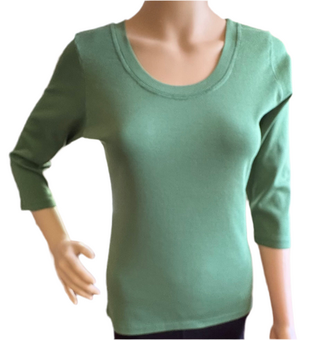 Solid Round-Neck Top - Aloe