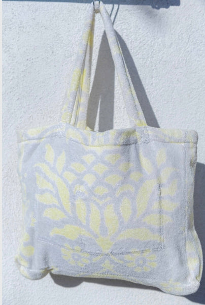 Fresco Towels -  Venetian Brocade Lemon/Sand - Medium Tote Bag