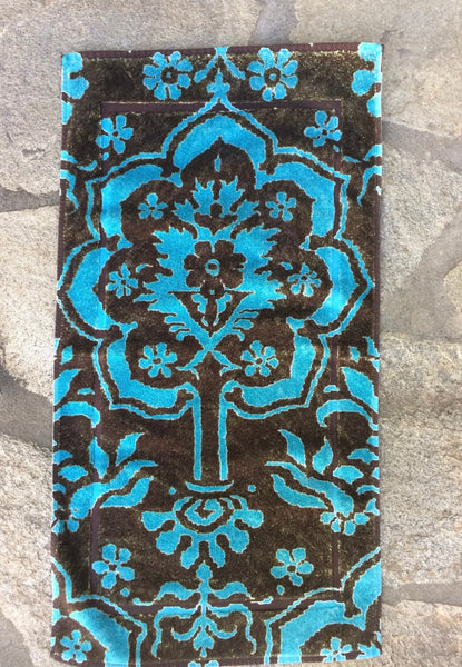 Fresco Towels - Venetian Brocade Cocoa/Turq - Medium Bath Mat