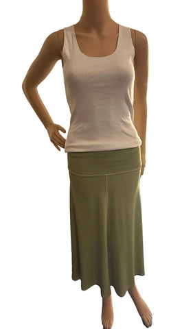 Mid Length Skirt - Solid Garment Dye - Celedon