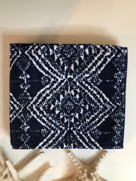 Fresco Towels - Sahara Diamonds Navy/White - Washcloth