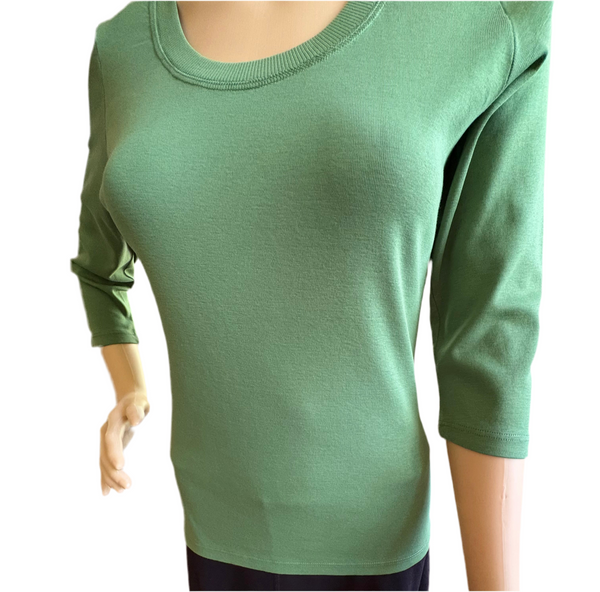 Solid Round-Neck Top - Aloe