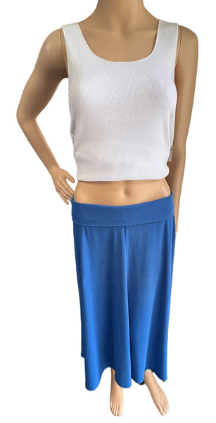 Mid Length Skirt - Solid Garment Dye - Cobalt