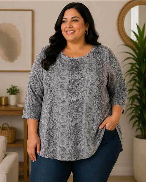 Boa Ruched Tunic - Grey