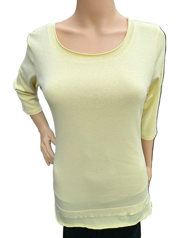 Solid Roll up Round-Neck Top - canary