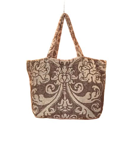 Fresco Towels - Royal Damask Taupe / Brown - Large Tote Bag