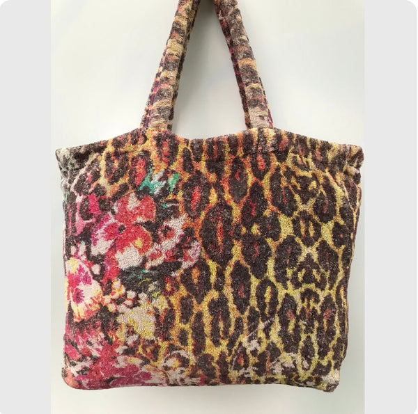 Fresco Towels - Leopard Gold/Taupe - Large Tote Bag
