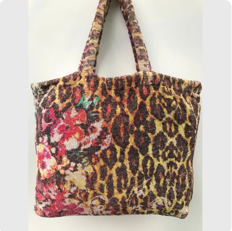 Fresco Towels - Leopard Gold/Taupe - Large Tote Bag