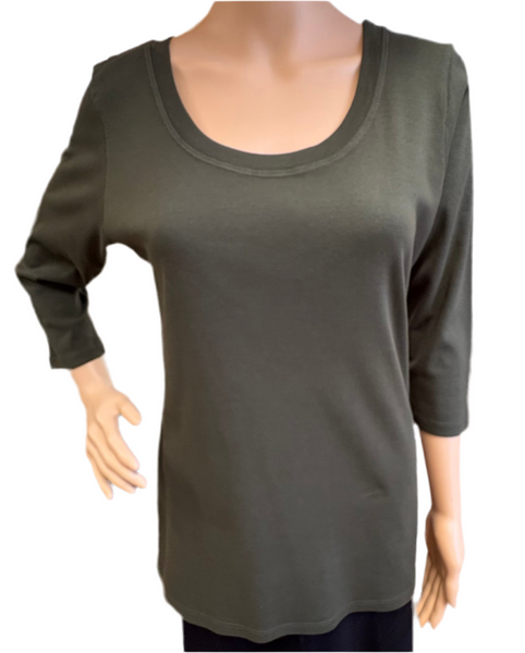 Solid Round-neck top - Rain Forest