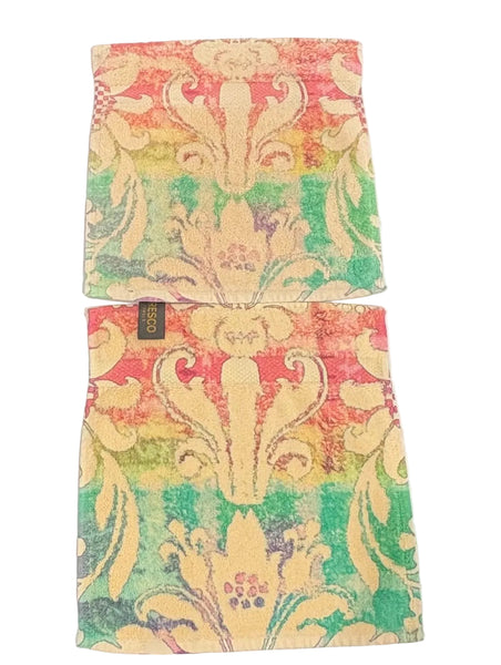 Fresco Towels- Rainbow Damask Lemon - Washcloth
