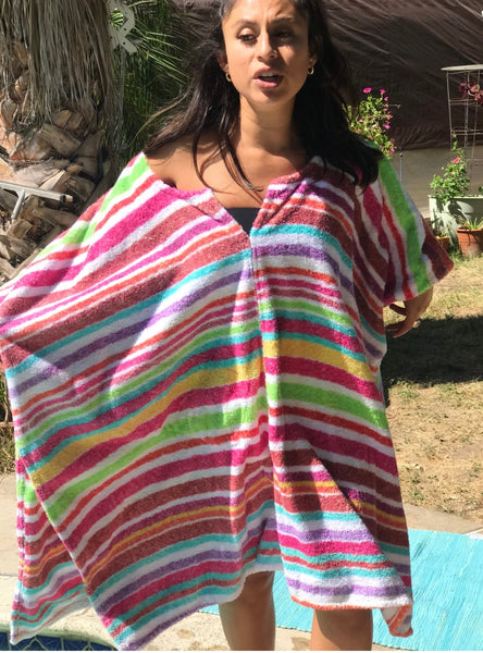 Fresco Towels - Napa Strips White - Long Bandito Poncho