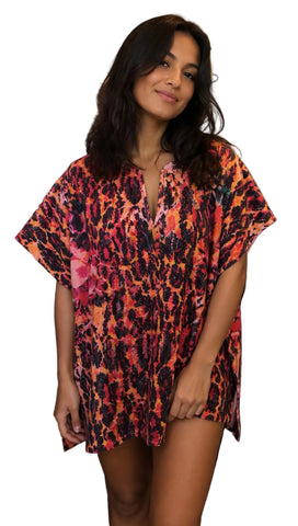 Fresco Towels - Leopard Sunset Orange - Poncho